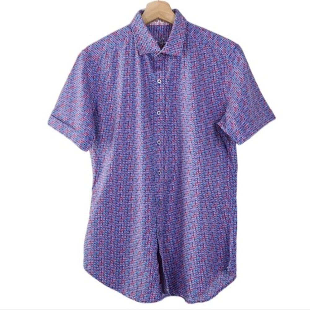 Robert Graham Button Up Dotted Short Sleeve Shirt mens size small